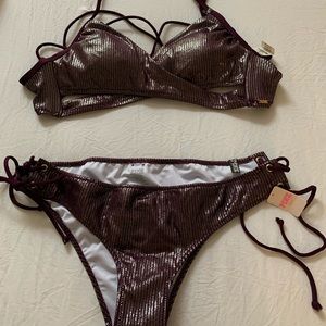 Darling metallic dark maroon bikini 👙